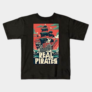 Pirates Ship Sailing Through The Deep Oceans Kids T-Shirt